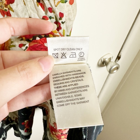 Camilla La Rosa Short Dress Tie Front 100% Silk Rhinestone Embellished 2 - Picture 9 of 10